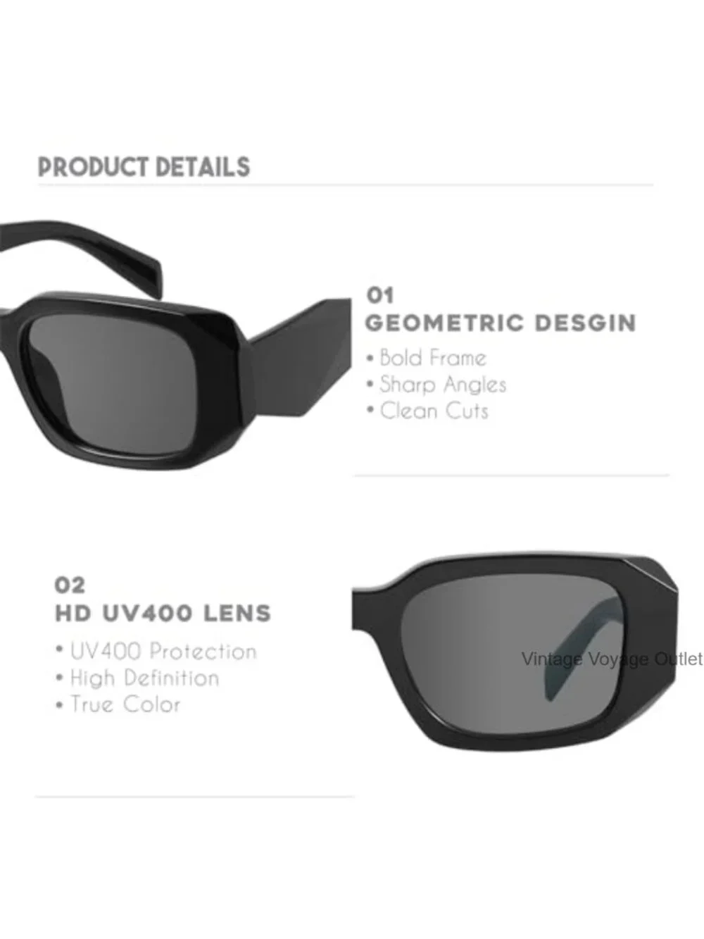 Trendy Rectangle Sunglasses Women Men Bold Chunky Frame UV400 Protection